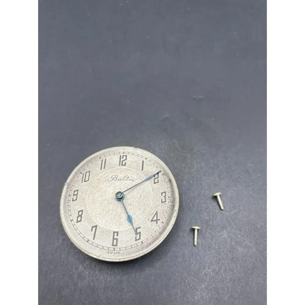 Baltic Swiss Pocket Watch Movement White Dial No Jewels For Parts/Repair